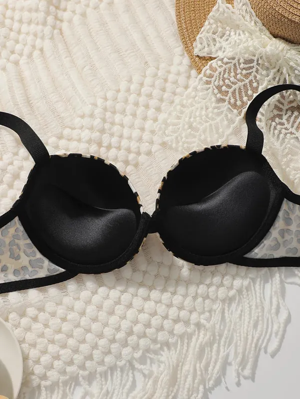 Pambabaeng Underwire Bra at Panty Set Solid Color Intimates 3/4 Cup T-Shirt Bra Push Up Underwear Lingerie Set para sa Babae S-L — image 4