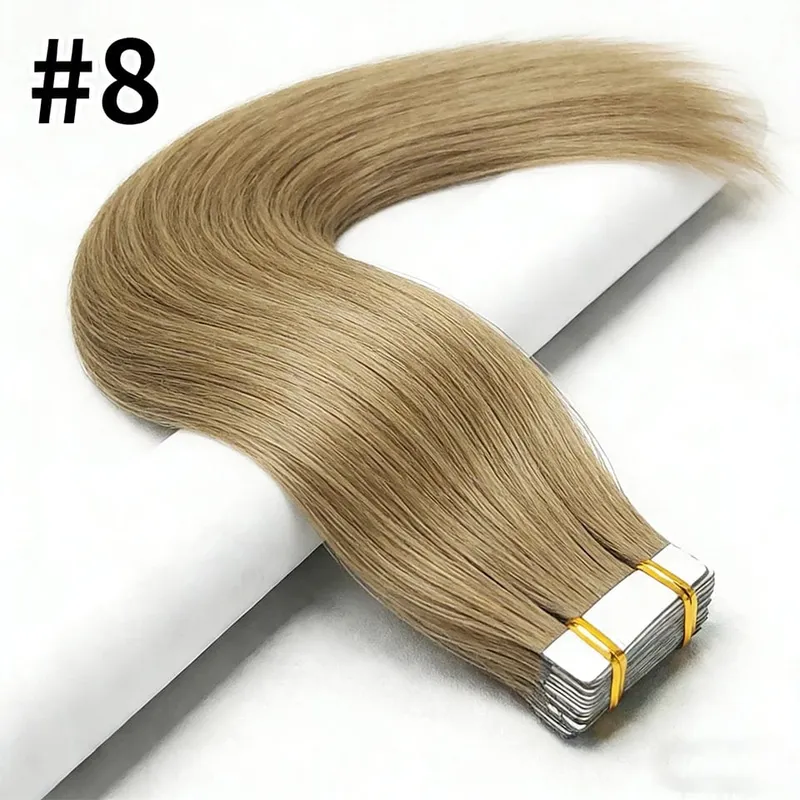 Tape In Hair Extensions Human Hair 50G 20Pcs #4/27 Highlight Color Tape Ins Straight Double Sided Skin Weft Remy Human Hair Tape — image 12