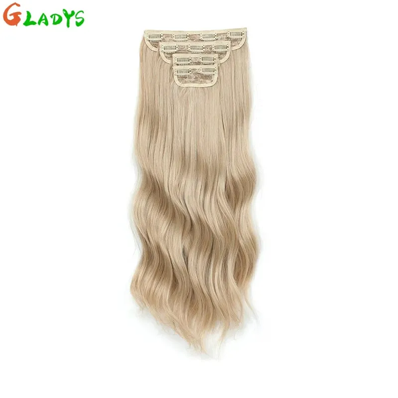 Ombre Clip Ins Synthetic Hair Extensions High Temperature Fiber Body Wave Brown 11 Clip Ins Daily Use Hair Piece Extensions — image 17