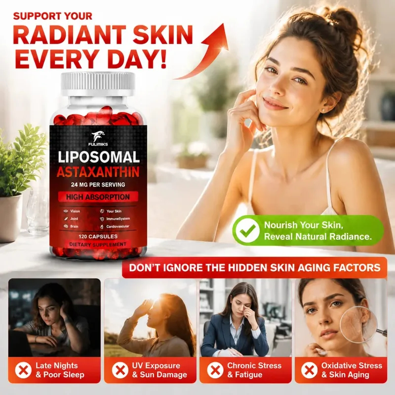 Liposomal Astaxanthin Capsules with Phosphatidylcholine Support Antioxidant Brain Eye Cardiovascular Joint & Skin Health