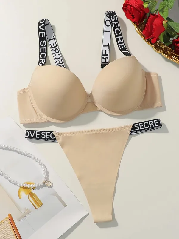 Conjunto de lingerie sólido underwire feminino push up sutiã com anel de aço moda feminina roupa interior calcinha todos os dias conjunto de sutiãs