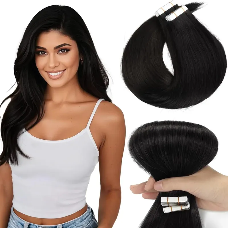 Hair Extension Tape Human Hair 100% Remy Hair 20pcs 50g Pack Straight Hair Seamless Invisible Skin Hair Extension
