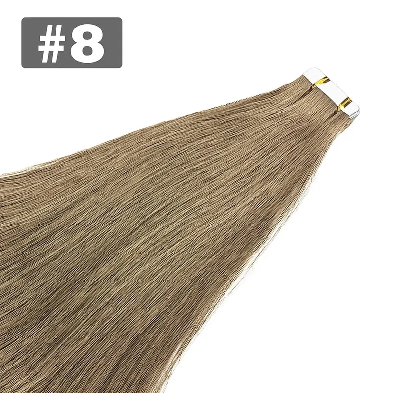 Tape in Hair Extensions Natural Black Straight 100% Remy Human Hair 20pcs 50g/pack Straight Seamless Skin Weft Tape in Extension — image 12