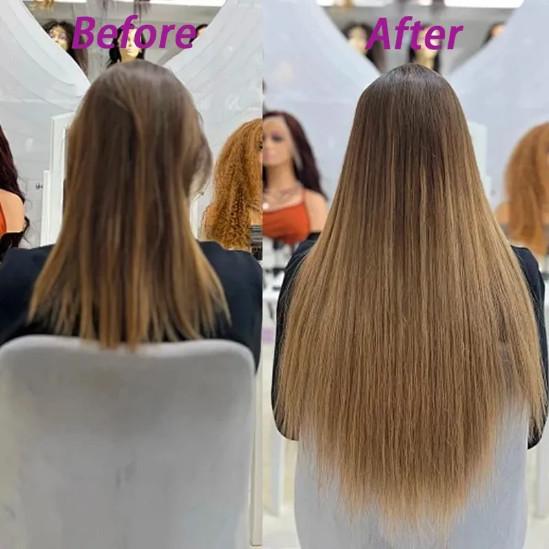 Natural Color Tape In Hair Extensions Human Hair Silk Straight Tape In Extensions Seamless Invisible Color P4/27 50G for Women — image 7