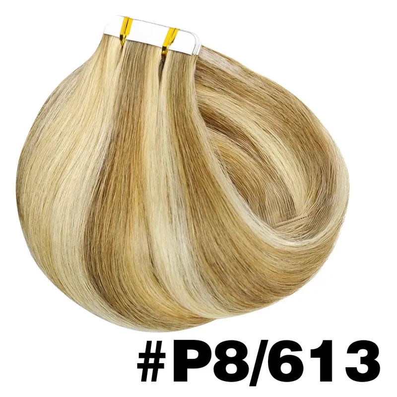 Straight Tape in Hair Extensions 100% Human Hair Seamless Invisible Straight Skin Weft 20pcs/50g Tape in Hair Extension For Wome — image 15
