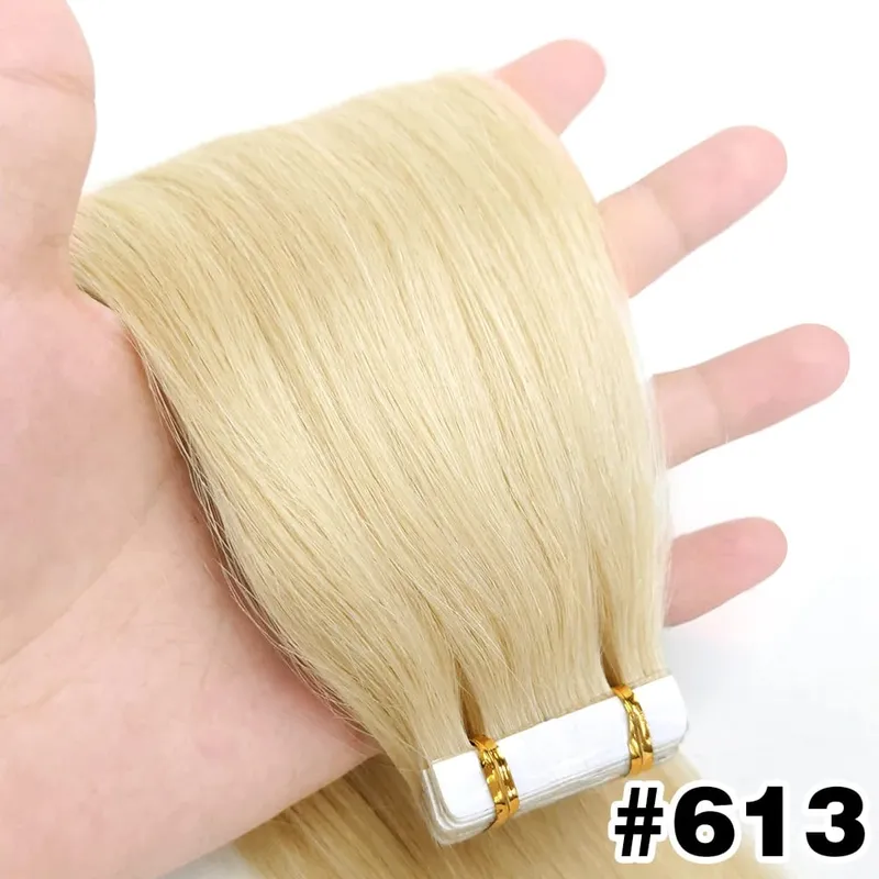 Tape In Hair Extensions Remy 100 Human Hair Straight Seamless Skin Weft Tape Hair Extensions Natural Black Hair For Women — image 16