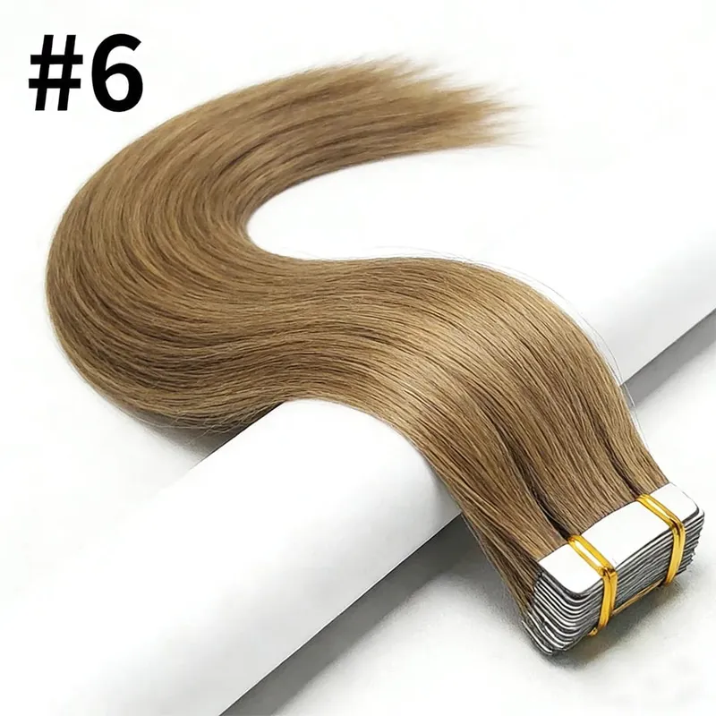 Tape In Hair Extensions Human Hair 50G 20Pcs #4/27 Highlight Color Tape Ins Straight Double Sided Skin Weft Remy Human Hair Tape — image 11