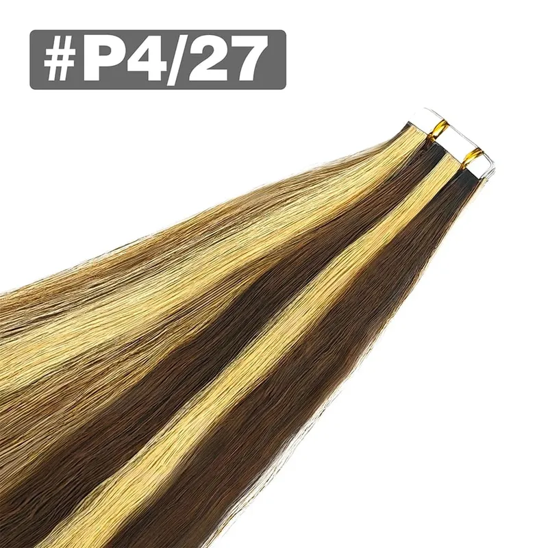 Tape in Hair Extensions Natural Black Straight 100% Remy Human Hair 20pcs 50g/pack Straight Seamless Skin Weft Tape in Extension — image 14