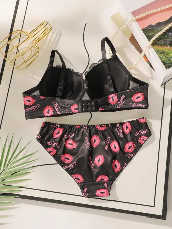 Højkvalitetstrykt Patchwork Blonde Sexet Lingeri Sæt Kvinder Bøjle Push Up BH'er Kvinde Undertøj Trussesæt S-XL