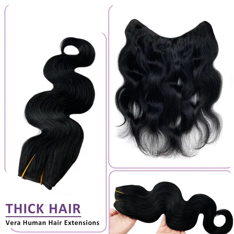 Curly One Piece Clip In Hair Extensions 100G Invisible Body Wave Human Hair With 5 Clips Natural Wave Clip In Hair Extensions — image 6