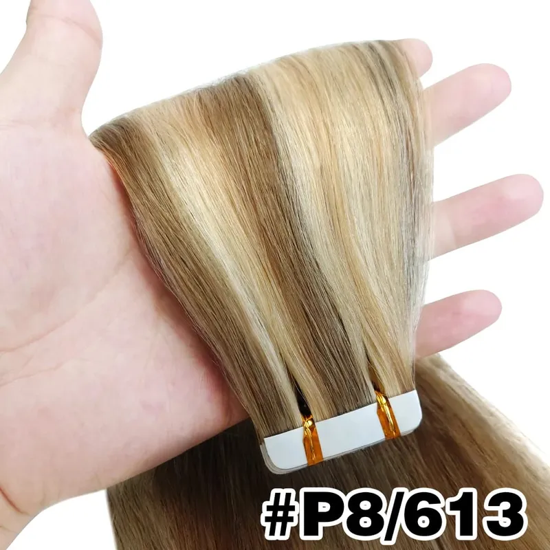 Tape In Hair Extensions Remy 100 Human Hair Straight Seamless Skin Weft Tape Hair Extensions Natural Black Hair For Women — image 8