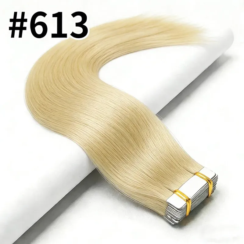 Tape In Hair Extensions Human Hair 50G 20Pcs #4/27 Highlight Color Tape Ins Straight Double Sided Skin Weft Remy Human Hair Tape — image 15