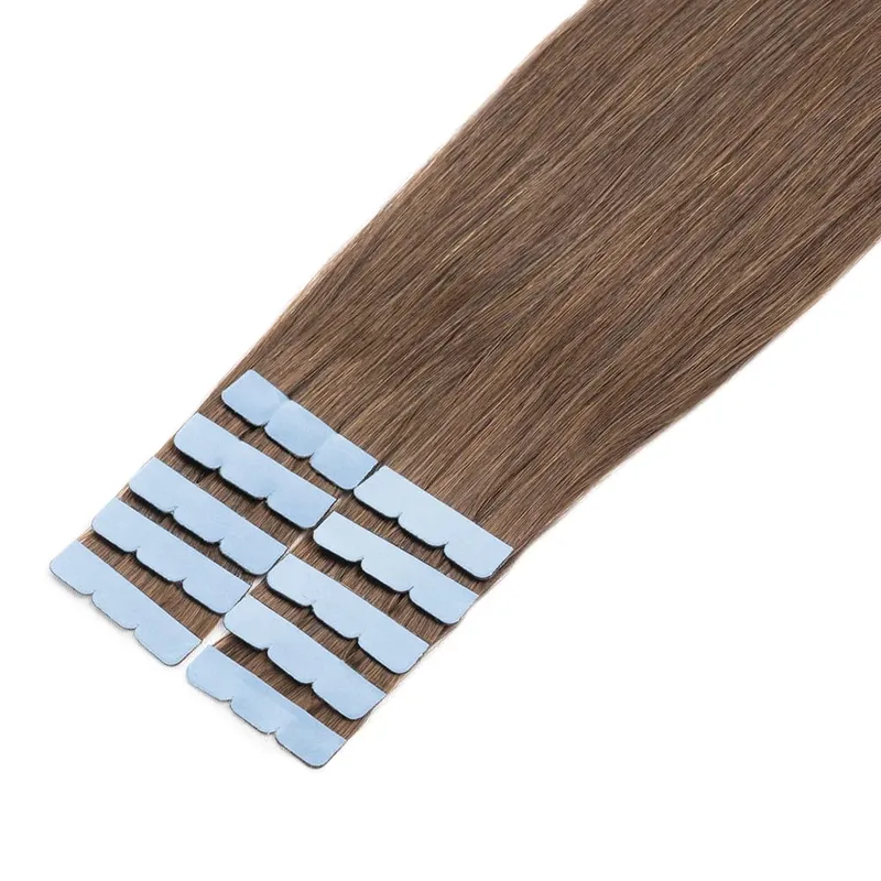 Mini Tape in Hair Extensions Human Hair 3x0.8cm Tiny Interface Tape Ins 360° Movement For Add Side Hair Volume Only 10pcs