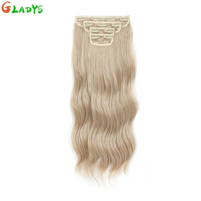 Ombre Clip Ins Synthetic Hair Extensions High Temperature Fiber Body Wave Brown 11 Clip Ins Daily Use Hair Piece Extensions — image 16