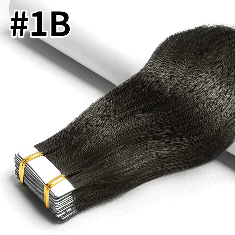 20pcs Human Hair Tape In Hair Extensions Natural Seamless Remy Hair Straight 14-26Inch Lengths with Invisible Tape Ins 50G/Pack — image 8