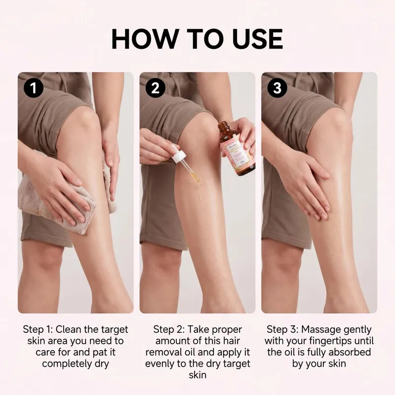 Oceaura Rotundus Hair Removal Care Essential Oil Reduces Growth Soothing Moisturizing Shrinking Pores Body Hair Removal Gentle Depilatory Care Oil