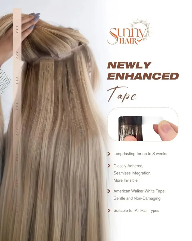 VeSunny Remy Tape In Hair Extensions 100% Brazilian human Natural Hair 12-24 inches 30&50G Balayage Color Seamless Tape Hair