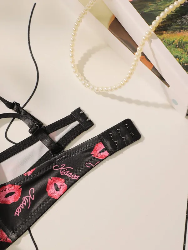 Højkvalitetstrykt Patchwork Blonde Sexet Lingeri Sæt Kvinder Bøjle Push Up BH'er Kvinde Undertøj Trussesæt S-XL