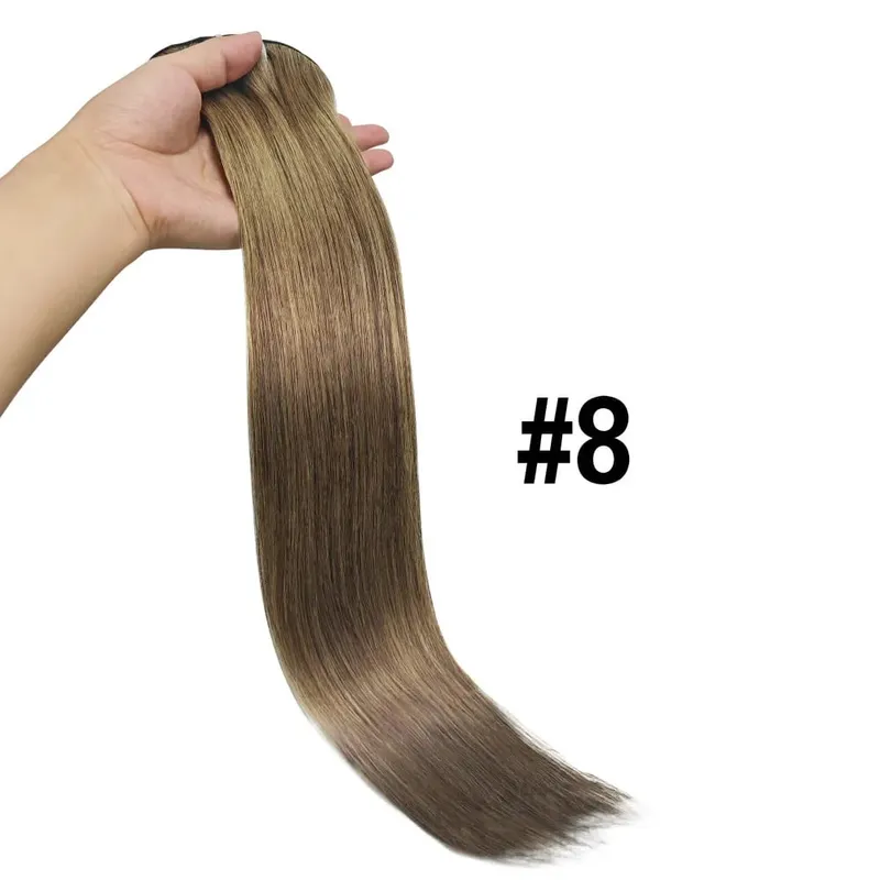 Straight Clip In Human Hair Extensions Brown Unprocessed Hair Extensions Full Head Brazilian Hair Seamless Clip Ins Extension — image 12