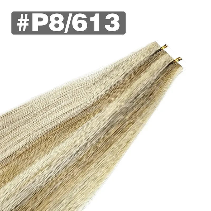 Tape In Hair Extensions 100% Virgin Human Hair Straight Seamless Invisible Skin Weft Tape Ins Extensions Natural Color 50G/pack — image 15