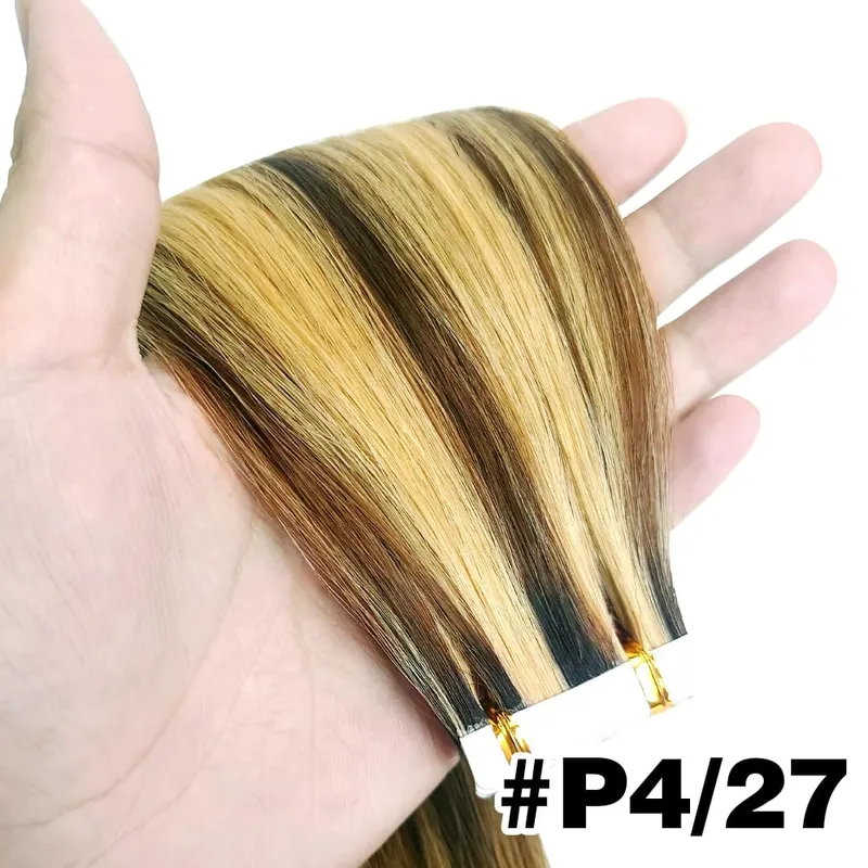 Tape In Hair Extensions Remy 100 Human Hair Straight Seamless Skin Weft Tape Hair Extensions Natural Black Hair For Women