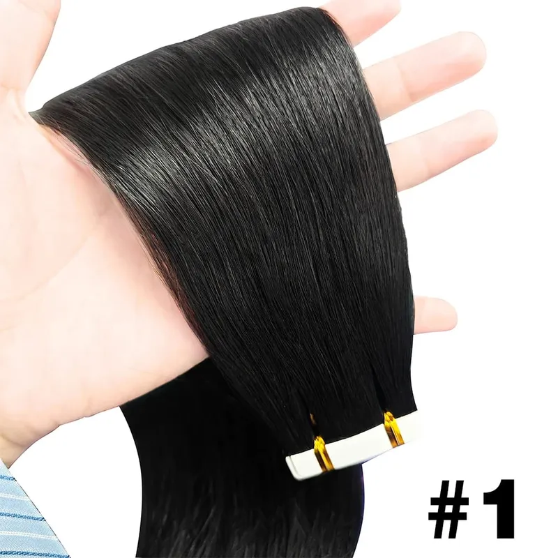 Natural Color Tape In Hair Extensions Human Hair Silk Straight Tape In Extensions Seamless Invisible Color P4/27 50G for Women
