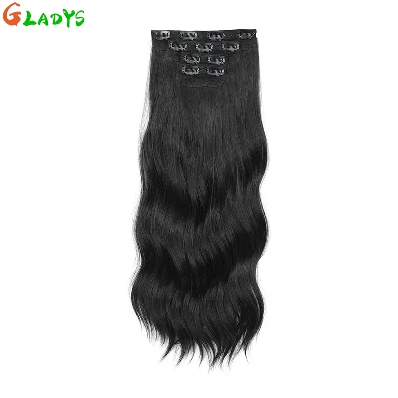 Ombre Clip Ins Synthetic Hair Extensions High Temperature Fiber Body Wave Brown 11 Clip Ins Daily Use Hair Piece Extensions