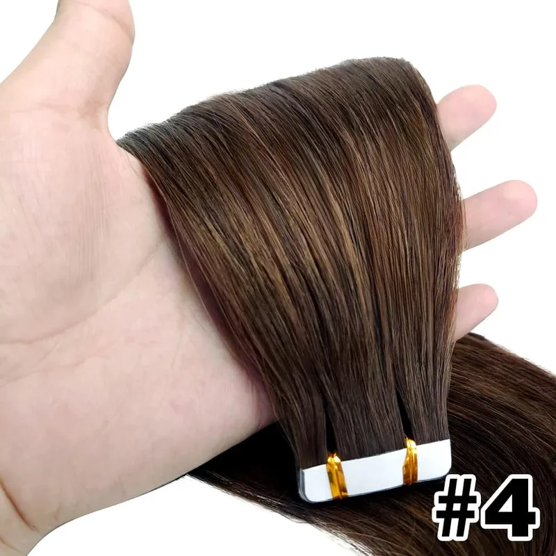 #2 Bone Straight Tape In Human Hair Extensions Dark Brown Brazilian Hair Invisible Tape In Hair Extensions 50g/20pcs For Women — image 8