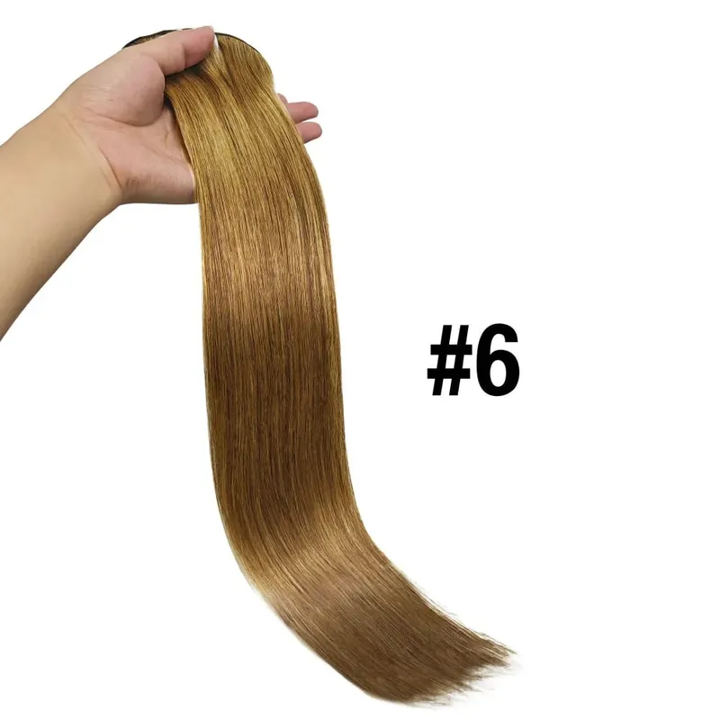 Straight Clip In Human Hair Extensions Brown Unprocessed Hair Extensions Full Head Brazilian Hair Seamless Clip Ins Extension — image 10