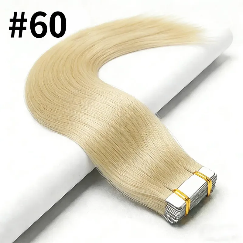 Tape In Hair Extensions Human Hair 50G 20Pcs #4/27 Highlight Color Tape Ins Straight Double Sided Skin Weft Remy Human Hair Tape — image 13