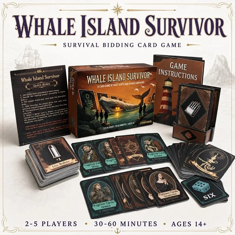Whale Island Survivor Card Game for 2-5 Players Survival Strategy Adventure with Role Cards Skill Choices Ages 14+ — image 1