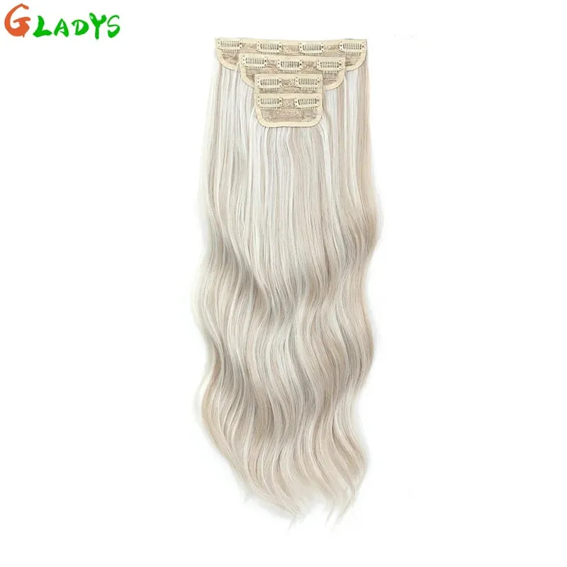 Ombre Clip Ins Synthetic Hair Extensions High Temperature Fiber Body Wave Brown 11 Clip Ins Daily Use Hair Piece Extensions — image 11
