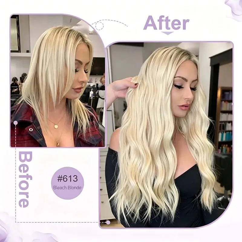 50g Straight Tape in Hair Extensions Human Hair 613 Color Bleach Blonde Seamless Skin Weft Tape in Real Human Hair Extension — image 5