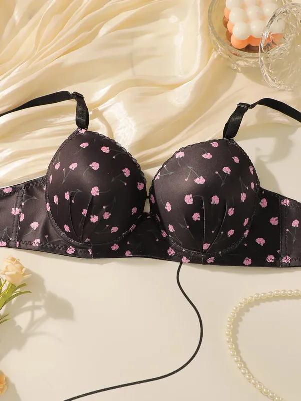 Women's Sexy Lace Lingerie Set Lady Push Up Bra with Steel Ring S-XL Pretty Printed Brassiere Female Fashion Underwear — image 3