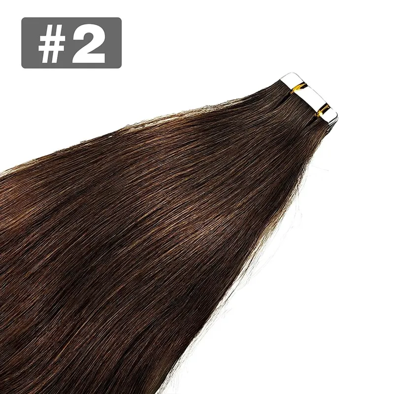 Tape in Hair Extensions Natural Black Straight 100% Remy Human Hair 20pcs 50g/pack Straight Seamless Skin Weft Tape in Extension — image 9