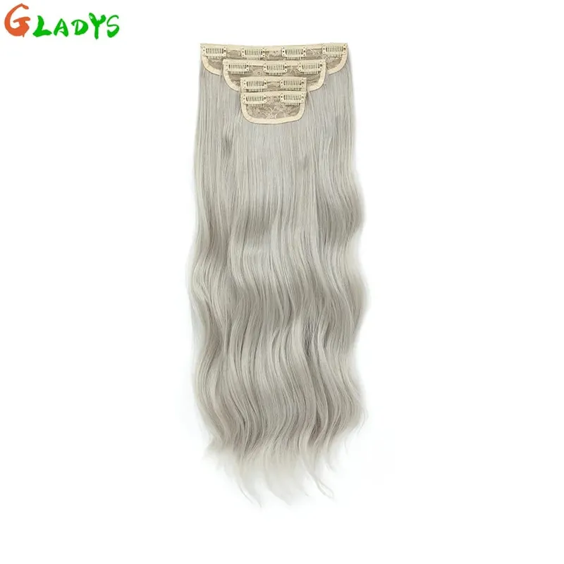 Ombre Clip Ins Synthetic Hair Extensions High Temperature Fiber Body Wave Brown 11 Clip Ins Daily Use Hair Piece Extensions — image 21
