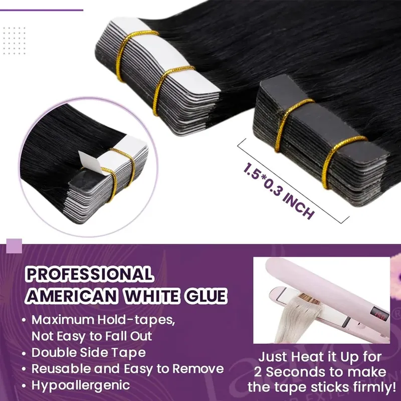 Natural Color Tape In Hair Extensions Human Hair Silk Straight Tape In Extensions Seamless Invisible Color P4/27 50G for Women — image 5
