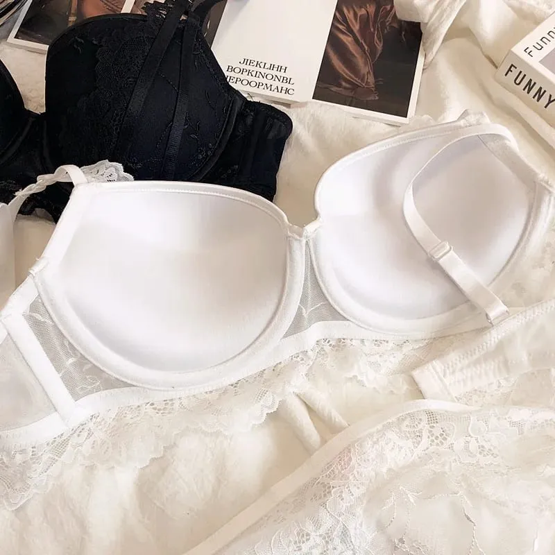 Mga natipon na tasa bakal na singsing na damit-panloob na may panti nagpapasuso ng puntas sexy na damit na panloob na suit ng kababaihan D cup bra at briefs set — image 7