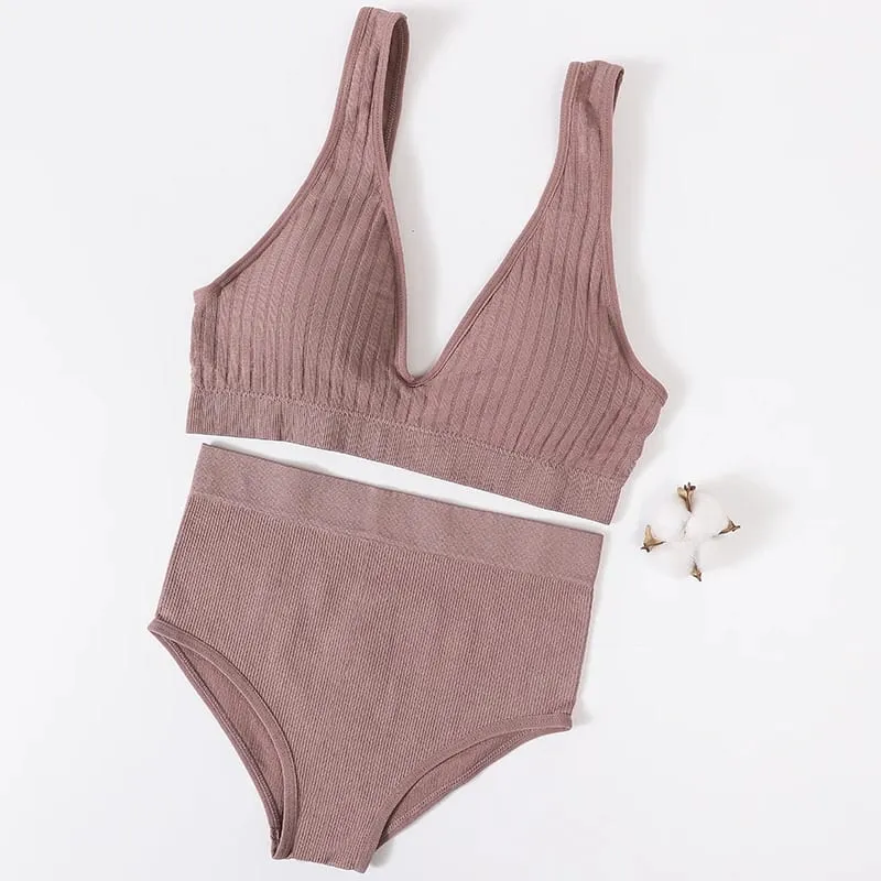 Sutiã feminino breve conjunto profundo v com nervuras sutiã sem costura bralette esportes colheita superior roupa interior de fitness feminino lingerie sexy moda sutiã — image 5
