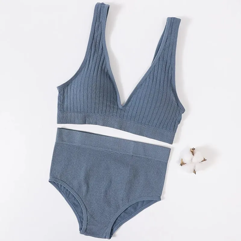 Sutiã feminino breve conjunto profundo v com nervuras sutiã sem costura bralette esportes colheita superior roupa interior de fitness feminino lingerie sexy moda sutiã — image 3