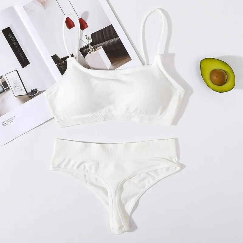 Women Seamless Bra And Panties Set Low Back Wireless Bra Top High Rise Thongs Female Underwear Removable Pads Sexy Lingerie Set — image 2