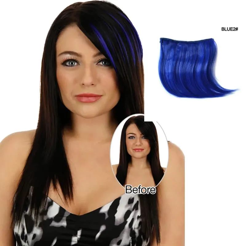 Colorful Synthetic Cosplay Hair Bangs Heat Resistant Invisible Extensions with Clips Quick Style Change Hairpieces