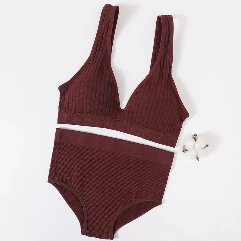 Sutiã feminino breve conjunto profundo v com nervuras sutiã sem costura bralette esportes colheita superior roupa interior de fitness feminino lingerie sexy moda sutiã — image 7
