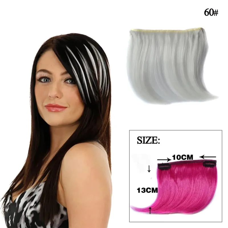 Colorful Synthetic Cosplay Hair Bangs Heat Resistant Invisible Extensions with Clips Quick Style Change Hairpieces