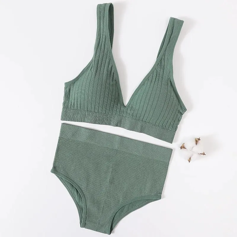 Sutiã feminino breve conjunto profundo v com nervuras sutiã sem costura bralette esportes colheita superior roupa interior de fitness feminino lingerie sexy moda sutiã — image 4