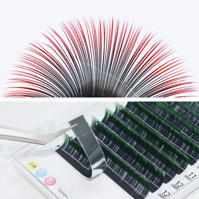 12Rows Ombre Gradient Red Green Blue Purple Color Eyelash Extension Individual Faux Mink False Eye Lashes Makeup