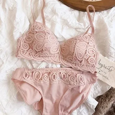 5 cores sem costura confortável renda completa sleepwear conjuntos de sutiã sexy roupa interior feminina fio livre push up lingerie ternos íntimos — image 2