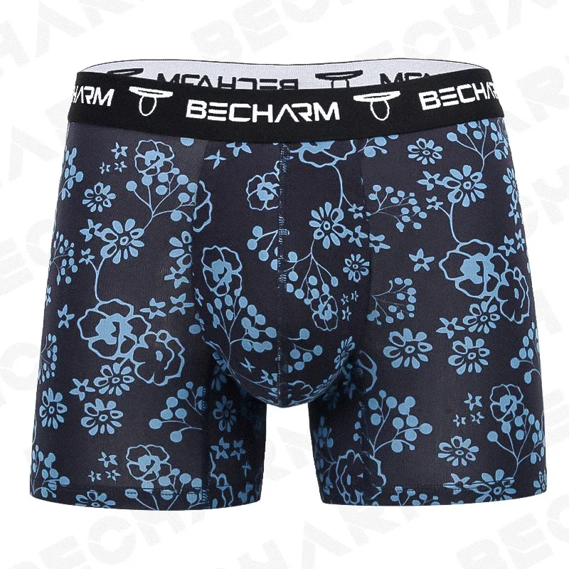 Becharm 남자 팬티 복서 반바지 솔리드 그레이 대형 세트 남자 팬티 남자 팬티 복서 남자 섹시한 의류 짧은 옴므 뜨거운