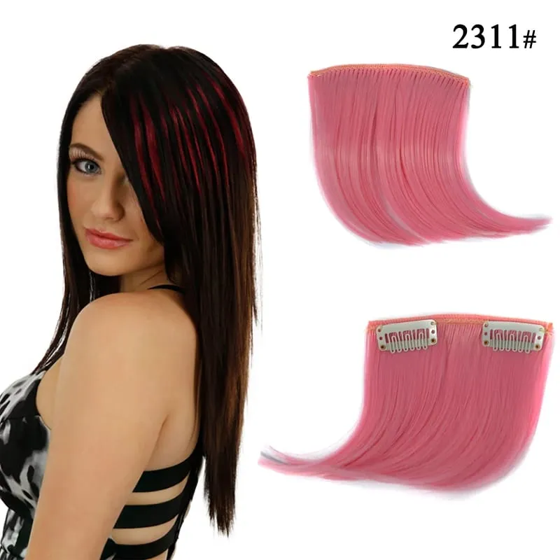 Colorful Synthetic Cosplay Hair Bangs Heat Resistant Invisible Extensions with Clips Quick Style Change Hairpieces