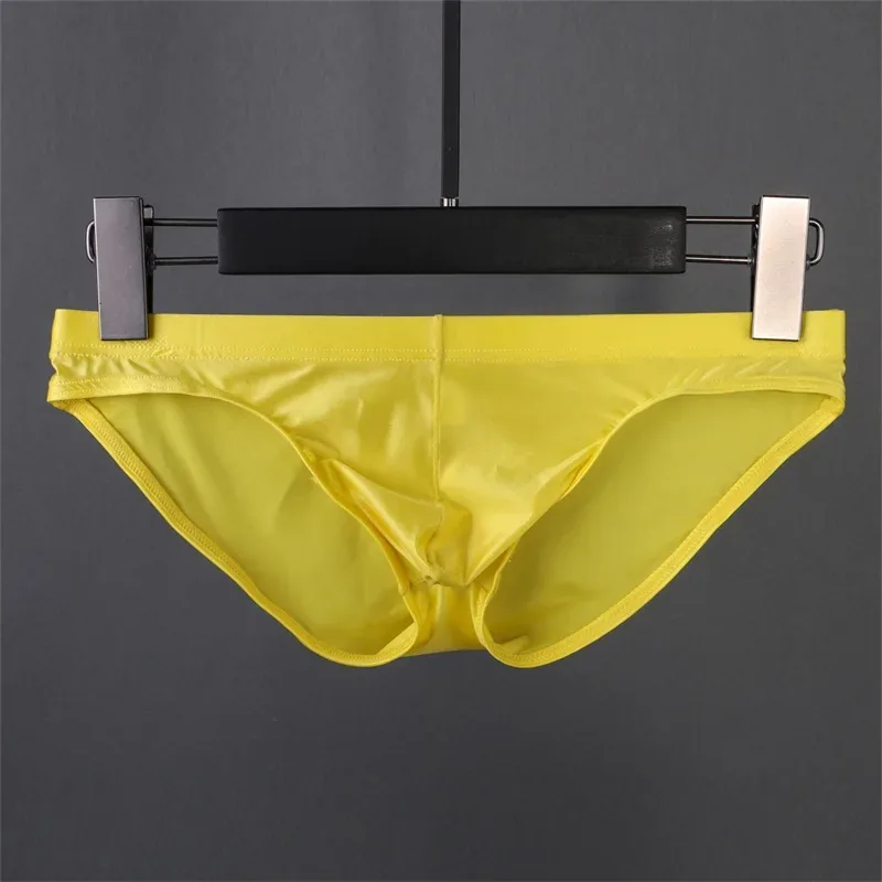 Calcinha de seda gelo masculina sexy roupa interior homem briefs ultra fino translúcido pênis bolsa cintura baixa cuecas lingerie — image 17